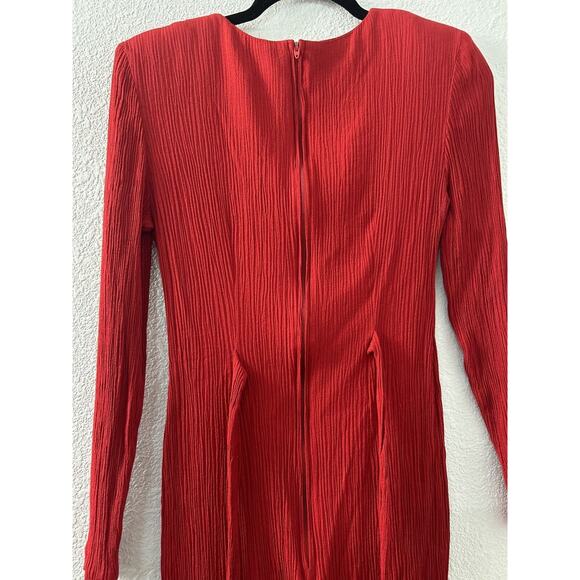 Vintage Scarlett Union Tag Ribbed Long Sleeve Red Dress Size 1 Bodycon USA Made - Picture 13 of 16